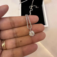 GRA Moissanite 6 Prong Pendant Necklace in S925 Sterling Silver for Women