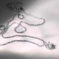 GRA Moissanite 6 Prong Pendant Necklace in S925 Sterling Silver for Women