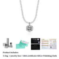 GRA Moissanite 6 Prong Pendant Necklace in S925 Sterling Silver for Women