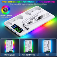 PS5/PS5 Slim/PS5 Pro Stand with Headphone Hook Cooling Stand & Controller Charging Station for PS5 With 3 Levels Cooling Fan