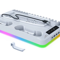 PS5/PS5 Slim/PS5 Pro Stand with Headphone Hook Cooling Stand & Controller Charging Station for PS5 With 3 Levels Cooling Fan