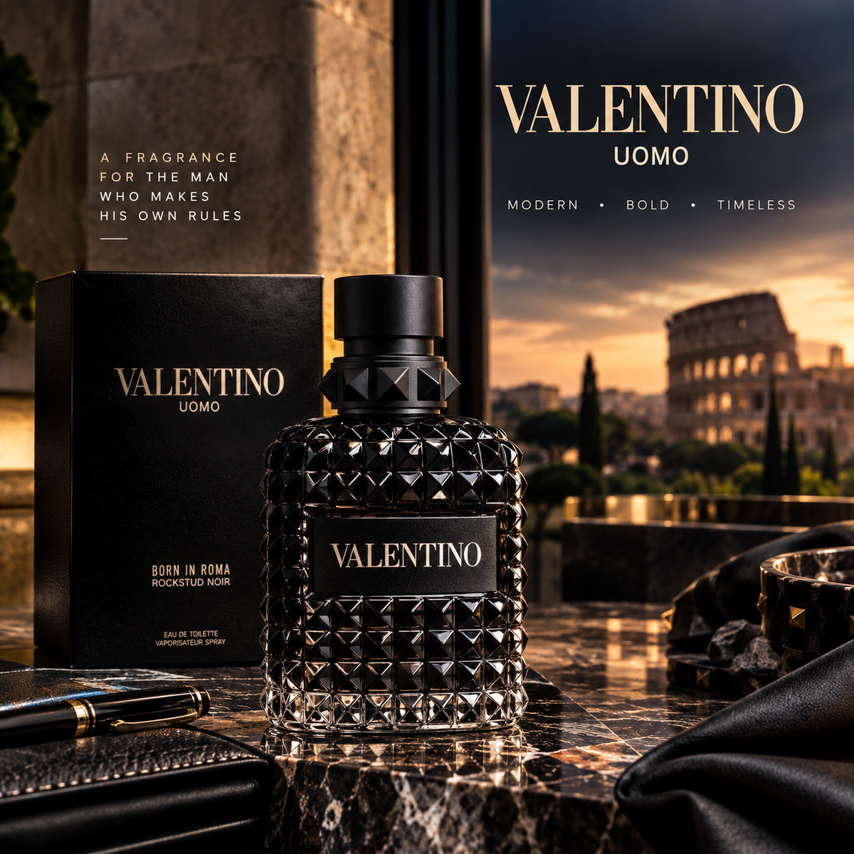 Valentino Uomo Born In Roma Rockstud Noir EDT 3.4 oz (100 ml)