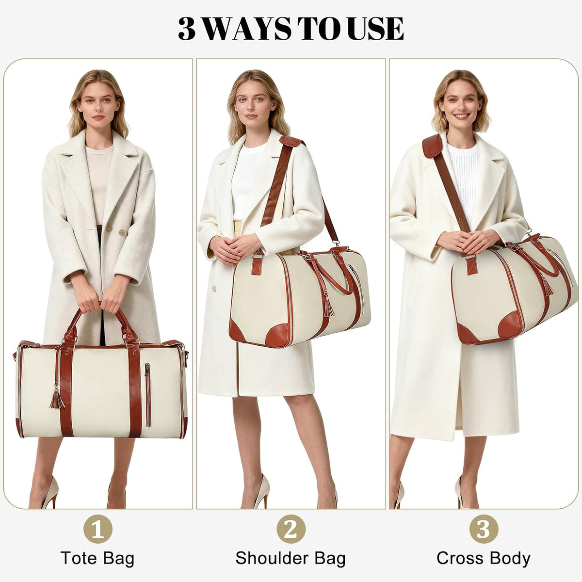 2-In-1 Convertible Garment Bags for Travel with Shoe Pouch, Beige