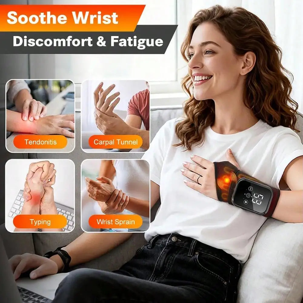 1Pc Rechargeable Wrist Heating Pad with Massage, 3 Temperature & 3 Vibration Levels Adjustable, for Wrist & Ankle Relaxation, Suitable for Home, Gift, Work, Travel, Left & Right Hand