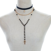 Multilayer cross clavicle necklace