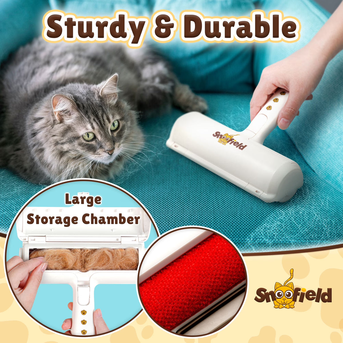 Pet Hair Remover Brush, Reusable Lint Roller, Dog & Cat Fur Removal Tool