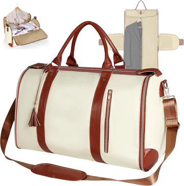 2-In-1 Convertible Garment Bags for Travel with Shoe Pouch, Beige