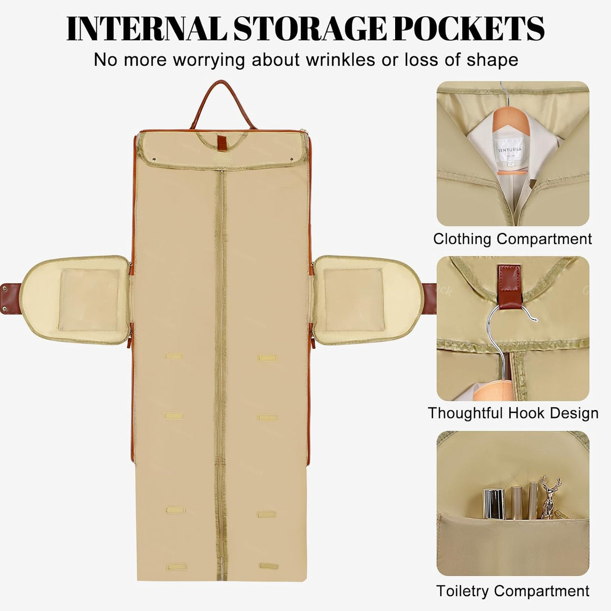 2-In-1 Convertible Garment Bags for Travel with Shoe Pouch, Beige