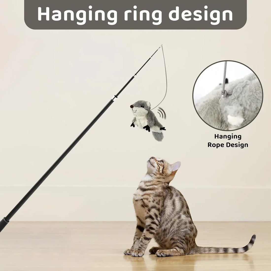 PROKEL Rechargeable Flapping Squirrel: Lifelike Interactive Cat Kicker Toy with Catnip