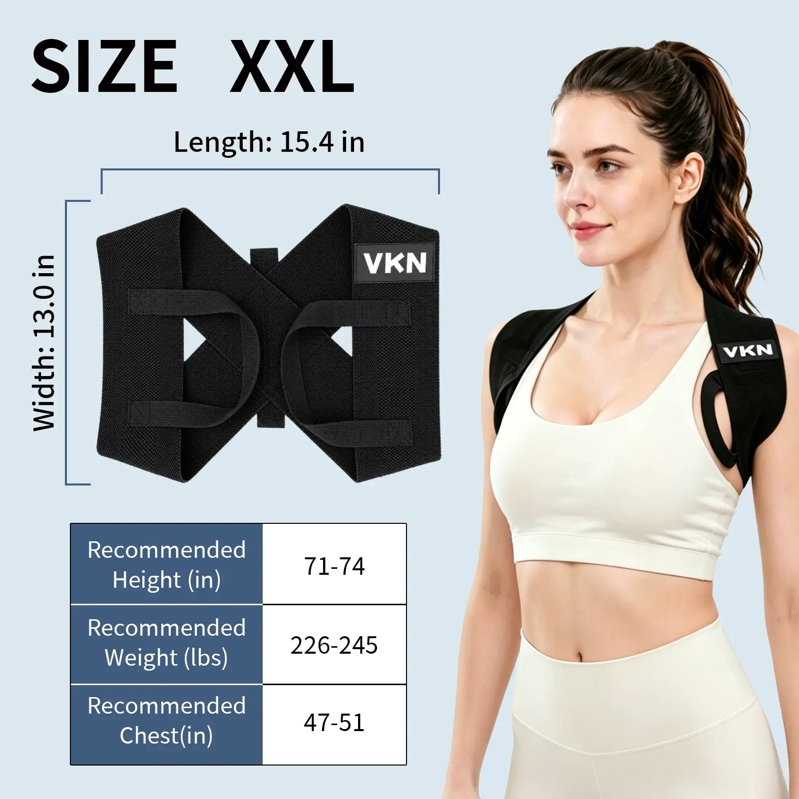 VKN Shoulder Straps - Posture Support Straps for Men & Women – Elastic Back Support, Straight Back Support, Use at Home or in Office (S-XXL)