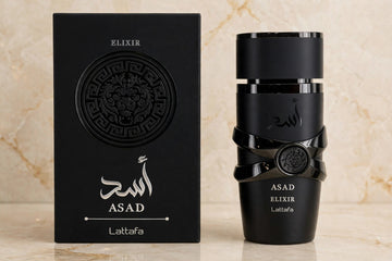 Lattafa Asad Elixir Eau de Parfum for Men 3.4 oz / 100ml – Spicy Woody Amber Fragrance