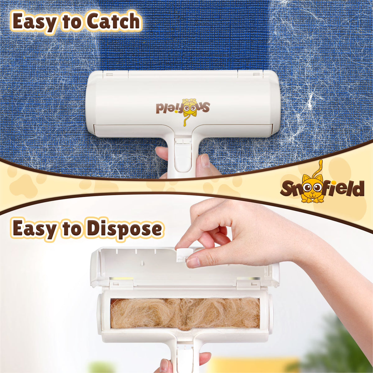 Pet Hair Remover Brush, Reusable Lint Roller, Dog & Cat Fur Removal Tool