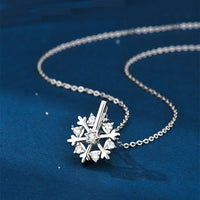 Rotatable 925 Silver Snowflake Necklace