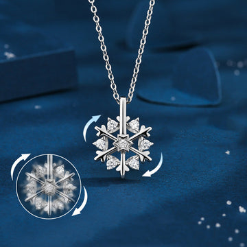 Rotatable 925 Silver Snowflake Necklace