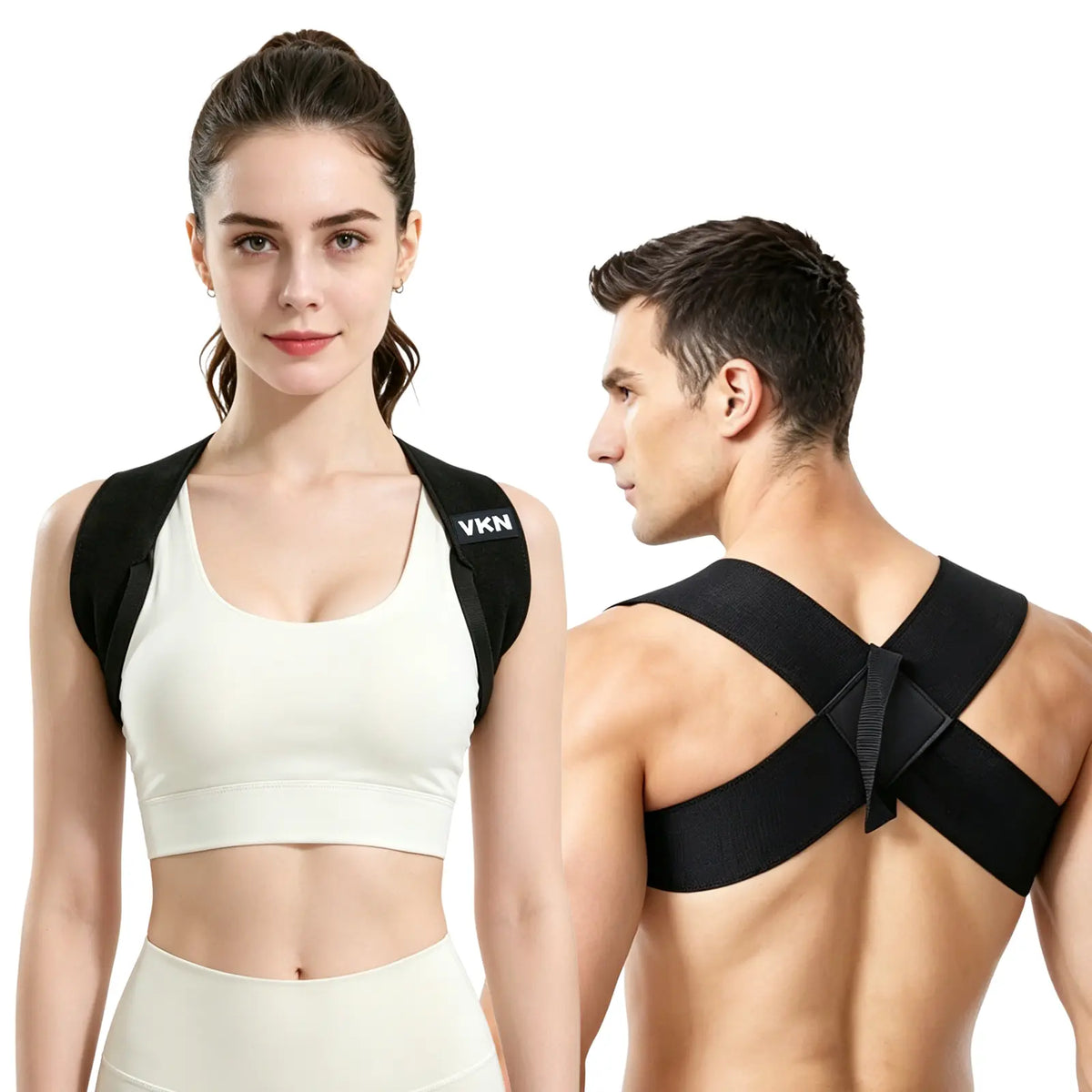 VKN Shoulder Straps - Posture Support Straps for Men & Women – Elastic Back Support, Straight Back Support, Use at Home or in Office (S-XXL)