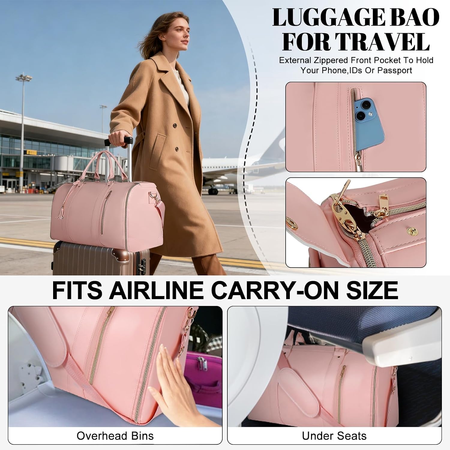 2-In-1 Convertible Garment Bags for Travel with Shoe Pouch, Beige