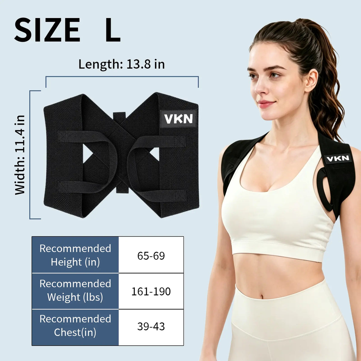 VKN Shoulder Straps - Posture Support Straps for Men & Women – Elastic Back Support, Straight Back Support, Use at Home or in Office (S-XXL)