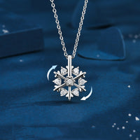 Rotatable 925 Silver Snowflake Necklace