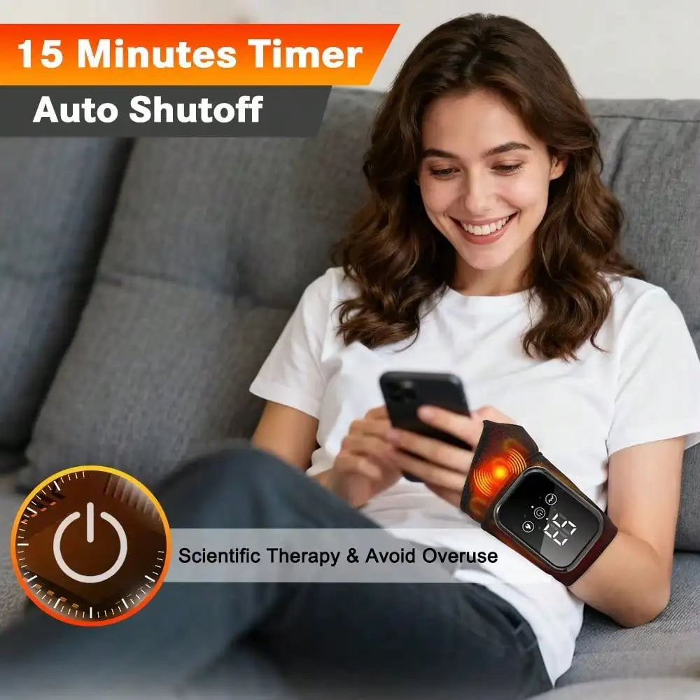 1Pc Rechargeable Wrist Heating Pad with Massage, 3 Temperature & 3 Vibration Levels Adjustable, for Wrist & Ankle Relaxation, Suitable for Home, Gift, Work, Travel, Left & Right Hand